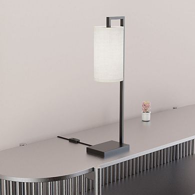 Rectangular Frame Table Lamp with Cylinder Shade - 25 in. - E26 Bulb Compatible - Modern Design