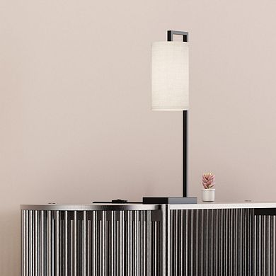 Rectangular Frame Table Lamp with Cylinder Shade - 25 in. - E26 Bulb Compatible - Modern Design