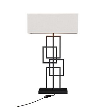 Geometric Chic 27 in Table Lamp with Square Shade - Ambient Warm Light