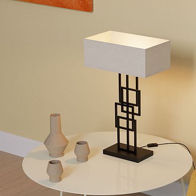 Geometric Chic 27 in. Table Lamp with Square Shade - Ambient Warm Light