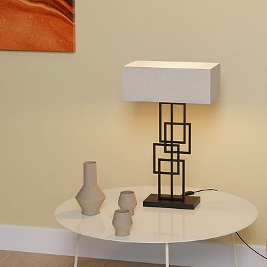 Geometric Chic 27 in. Table Lamp with Square Shade - Ambient Warm Light