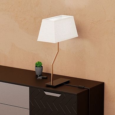 Angled Brass Table Lamp with Textured Shade - 25 in. - E26 Bulb Compatible - Modern Elegance