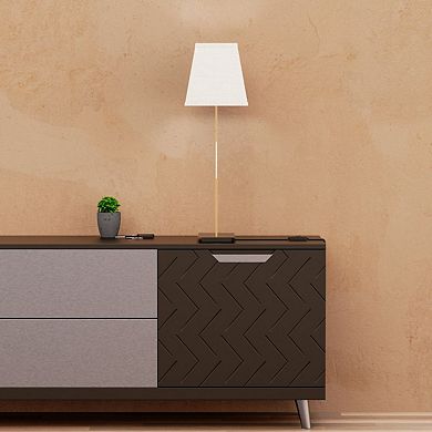 Angled Brass Table Lamp with Textured Shade - 25 in. - E26 Bulb Compatible - Modern Elegance