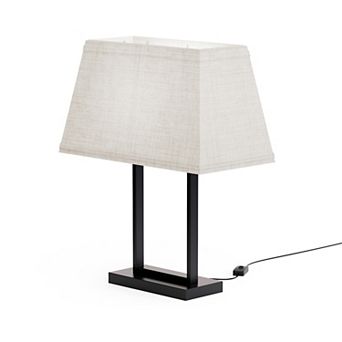 Modern Rectangular Table Lamp with Fabric Shade - 22 in - E26 Bulb Compatible - Sleek Design