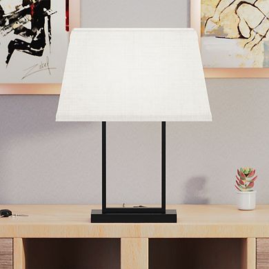 Modern Rectangular Table Lamp with Fabric Shade - 22 in. - E26 Bulb Compatible - Sleek Design