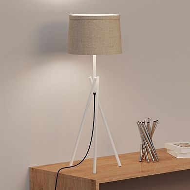 Sleek Crossed 26 in. Legs Table Lamp with Fabric Shade - E26 Bulb Friendly- Subtle Elegance