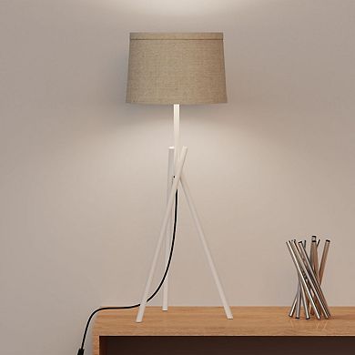 Sleek Crossed 26 in. Legs Table Lamp with Fabric Shade - E26 Bulb Friendly- Subtle Elegance