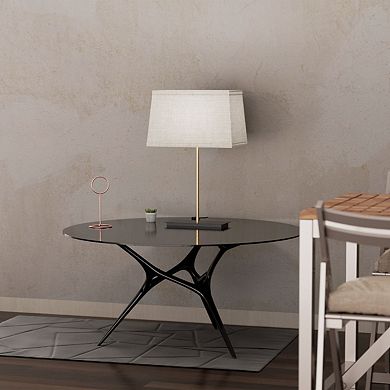 Classic Square Table Lamp with Textured Shade - 24 in. - E26 Bulb Compatible - Timeless Appeal