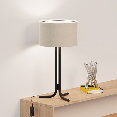 Classic Elegance 20 in. Table Lamp with Cylindrical Shade - Warm Ambient Lighting