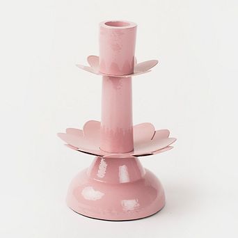 Lotus Bloom Tapered Pink Candleholders