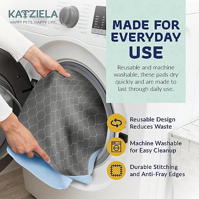Katziela Quick-Drying Washable Pee Pads for Dogs (2 Pack 34x52 Rectangular) Waterproof Reusable