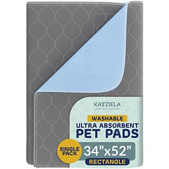 Katziela Quick-Drying Washable Pee Pads for Dogs (1 Pack 34x52 Rectangular) Waterproof Reusable