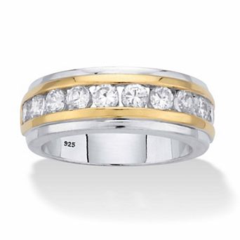 PalmBeach Jewelry Men's 1.10 ct w Cubic Zirconia 18k Gold and Platinum-plated Sterling Silver Ring
