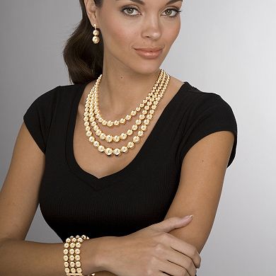 PalmBeachJewelry Beaded 3-Piece GoldtoneNecklace, Earring and Stretch Bracelet Set 16.5"-19.5"