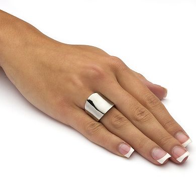 PalmBeach Jewelry Stainless Steel Concave Cigar Band Ring