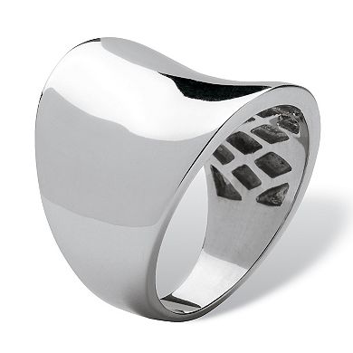 PalmBeach Jewelry Stainless Steel Concave Cigar Band Ring