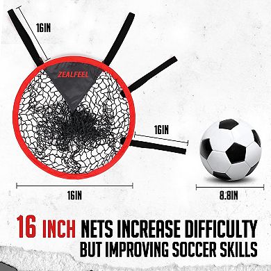 Zealfeel Soccer Goal Target Set, 2 Pack 16in Top Bins Corners for throwing Accuracy Training