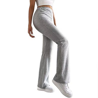 Womens Ribbed Wide Leg Lounge Pants Casual Relaxed Comfy Loose Soft Knit Pajama Pants