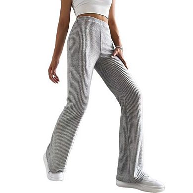 Womens Ribbed Wide Leg Lounge Pants Casual Relaxed Comfy Loose Soft Knit Pajama Pants