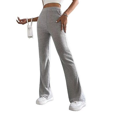 Womens Ribbed Wide Leg Lounge Pants Casual Relaxed Comfy Loose Soft Knit Pajama Pants