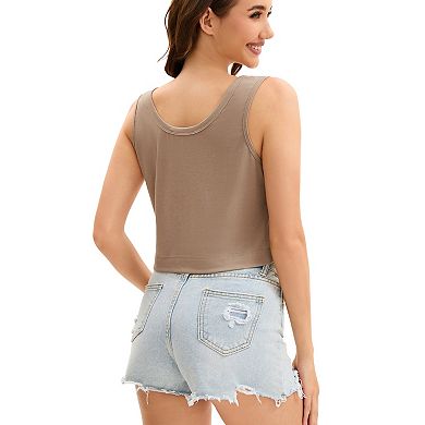 Womens Crop Tops Summer Loose Cropped Tank Top Casual Sleeveless Basic Tuinc Shirts