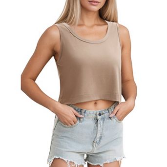 Womens Crop Tops Summer Loose Cropped Tank Top Casual Sleeveless Basic Tuinc Shirts