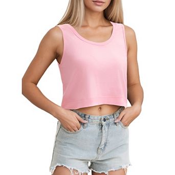 Womens Crop Tops Summer Loose Cropped Tank Top Casual Sleeveless Basic Tuinc Shirts