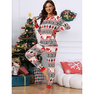 Women's Christmas Family Matching 2 Piece Pajama Set Xmas Party Long Sleeve Set
