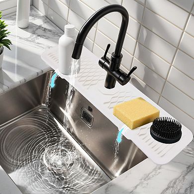 1Pc Longer Faucet Mat for Kitchen Sink Splash Guard, Kitchen Sink Mat 24*5.7 in