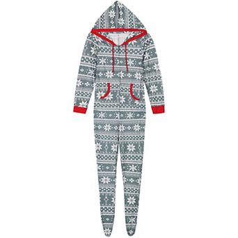 Men's Christmas 1 pc Pajama Zipper Family Xmas Long Sleeve Set with Pockets