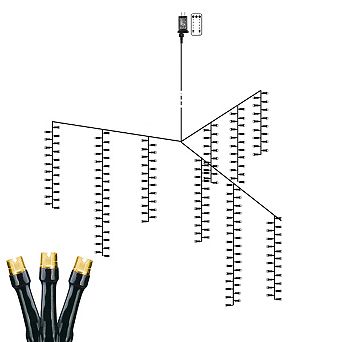 Ollny 740 LED 9-in-1 Warm White Cluster Lights (Green Cable, Plug in, 8 Modes, IP44 Waterproof)