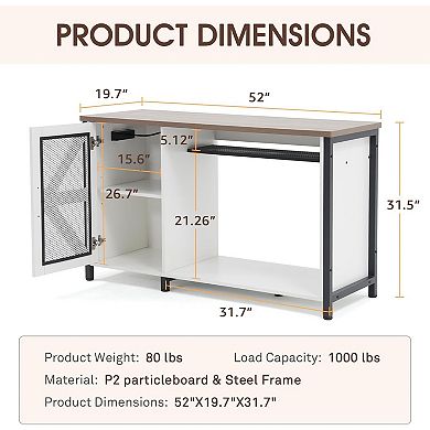 55-75 Gallon Aquarium Stand with LED Lighting & Power Outlets - Heavy Duty Metal Cabinet
