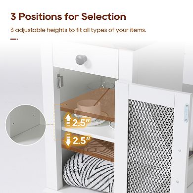 Side Table with Charging Station Farmhouse End Tables with Back Storage Shelf