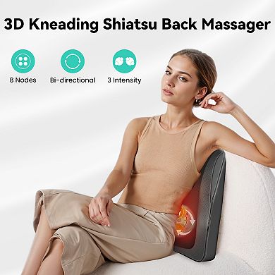Snailax Back Massager with Heat, 3D Kneading Massage Pillow for Back, Neck, Shoulder Pain Relief