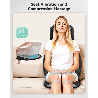 Snailax Shiatsu Neck and Back Massager with Heat, Adjustable-Height Neck Massager Rollers