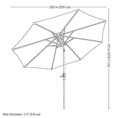 Sunnydaze 8.5 ft Solar Patio Umbrella with Faux Woodgrain Finish