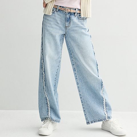 Girls 7-20 SO Lace Trim Wide Leg Jeans in Regular & Plus Size