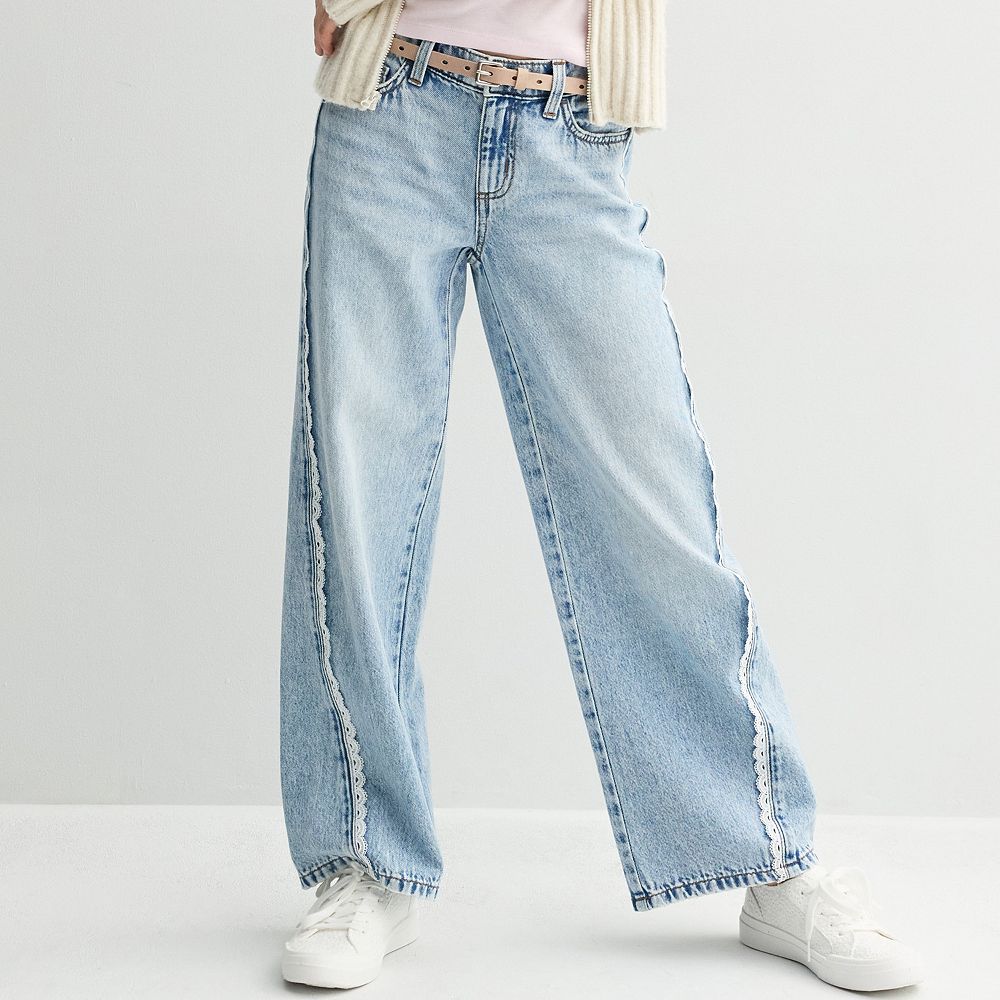 Girls 7-20 SO® Lace Trim Wide Leg Jeans in Regular & Plus Size