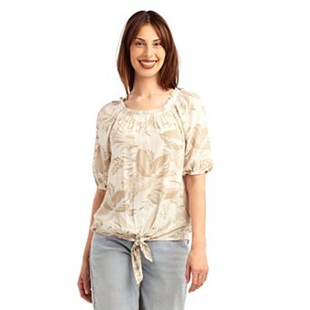 Women's AB Studio Elbow Sleeve Tie Front Blouse