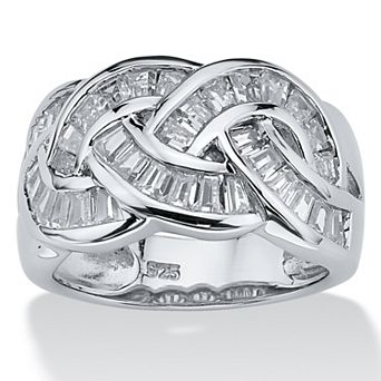 PalmBeach Jewelry 1.80 TCW Cubic Zirconia Channel-Set Ring in Platinum-plated Sterling Silver