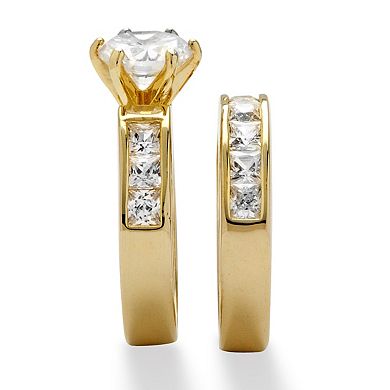 PalmBeach Jewelry 4.40 TCW Cubic Zirconia Channel-Set 2-Piece Bridal Set Gold-Plated