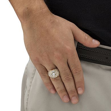 PalmBeach Jewelry Men's 4.55 TCW Round Cubic Zirconia Gold-Plated Geometric Ring