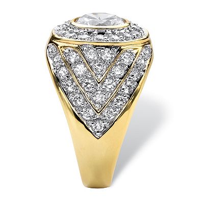 PalmBeach Jewelry Men's 4.55 TCW Round Cubic Zirconia Gold-Plated Geometric Ring