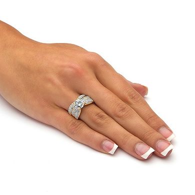 PalmBeach Jewelry 3.21 TCW Round CZ Bridal Set in Gold-Plated Sterling Silver