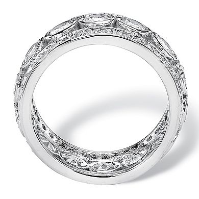 PalmBeach Jewelry 4.70 TCW Bezel-Set CZ Eternity Ring in Platinum-plated Sterling Silver