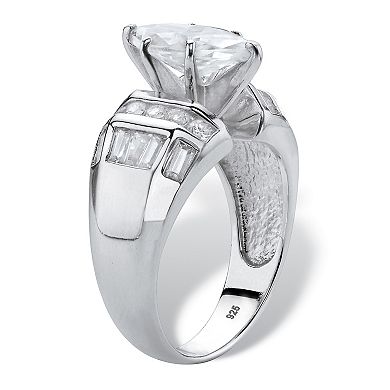 PalmBeach Jewelry 3.17 Cttw. Platinum-plated Silver Marquise-Cut Cubic Zirconia Engagement Ring