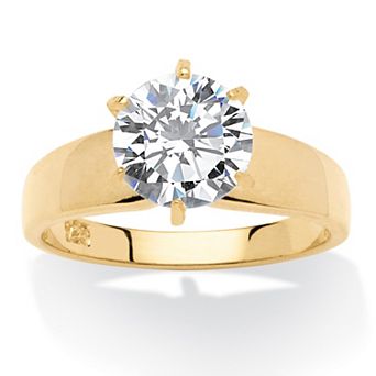 PalmBeach Jewelry 3 TCW Cubic Zirconia Solitaire Ring in 14k Gold-plated Sterling Silver