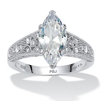 PalmBeach Jewelry 3.23 TCW Cubic Zirconia Platinum-plated Sterling Silver Engagement Ring