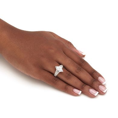 PalmBeach Jewelry 3.23 TCW Cubic Zirconia Platinum-plated Sterling Silver Engagement Ring