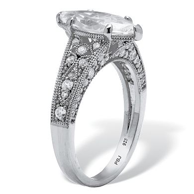 PalmBeach Jewelry 3.23 TCW Cubic Zirconia Platinum-plated Sterling Silver Engagement Ring